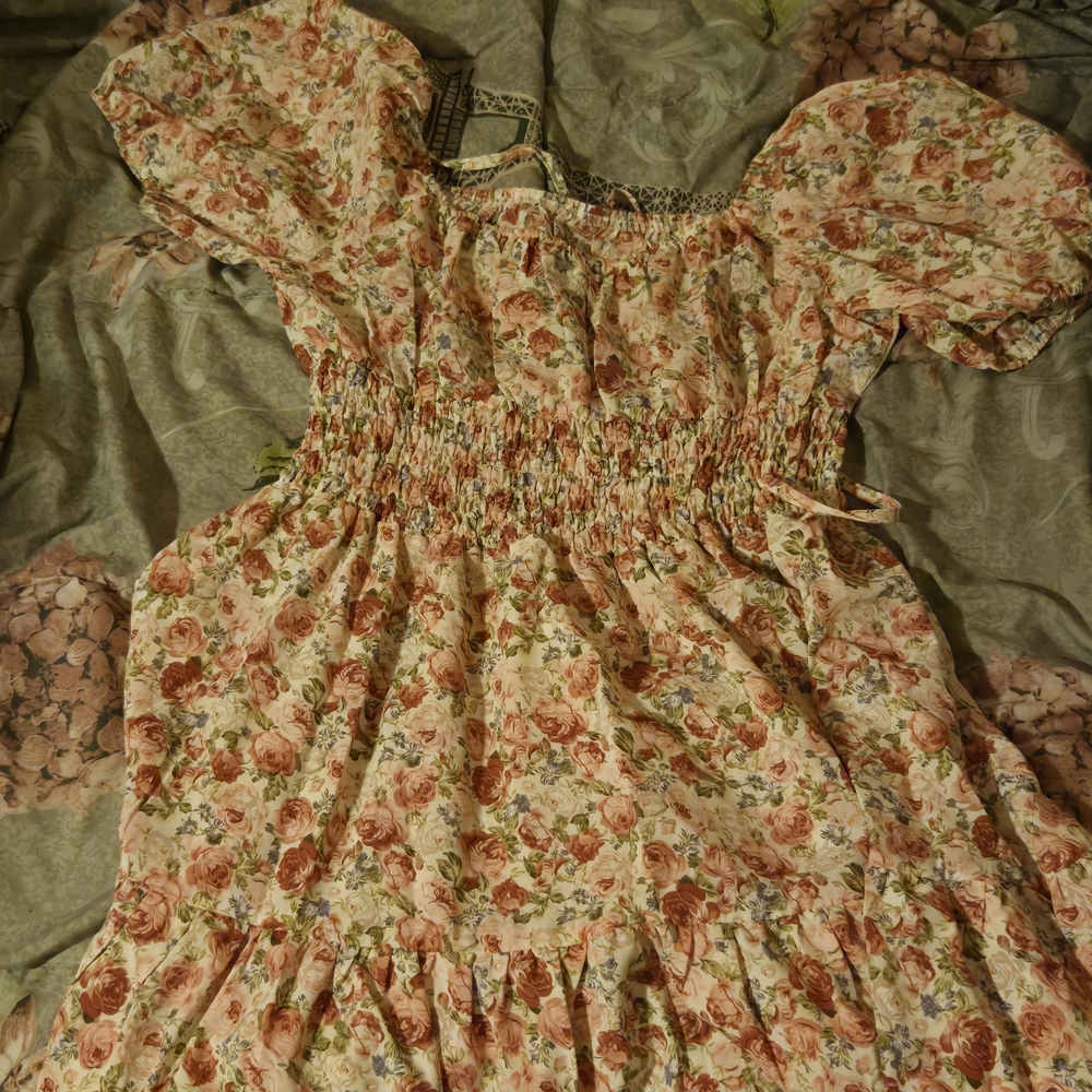 SHEIN Floral Midi Dress - Pink and Green